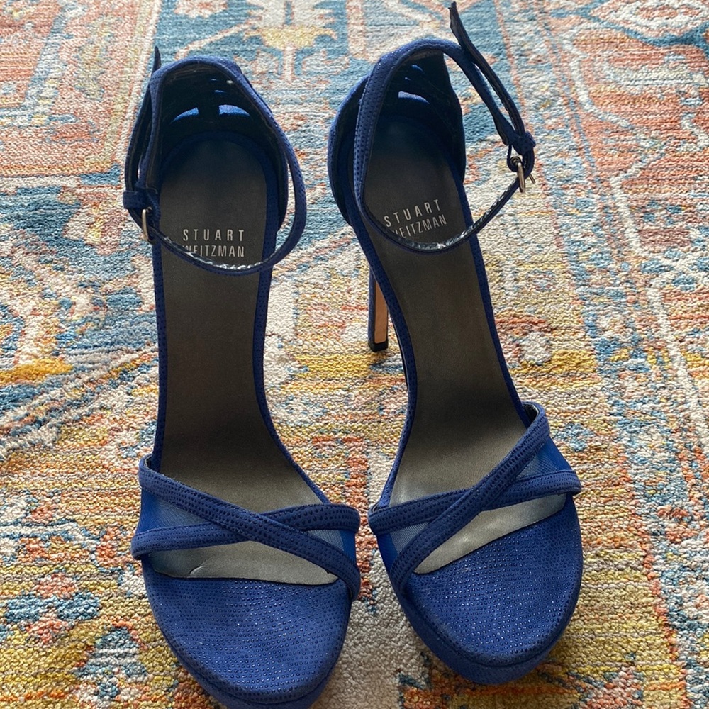 Stuart Weitzman Be Bare Platform Sandals in Cobalt Blue 7M